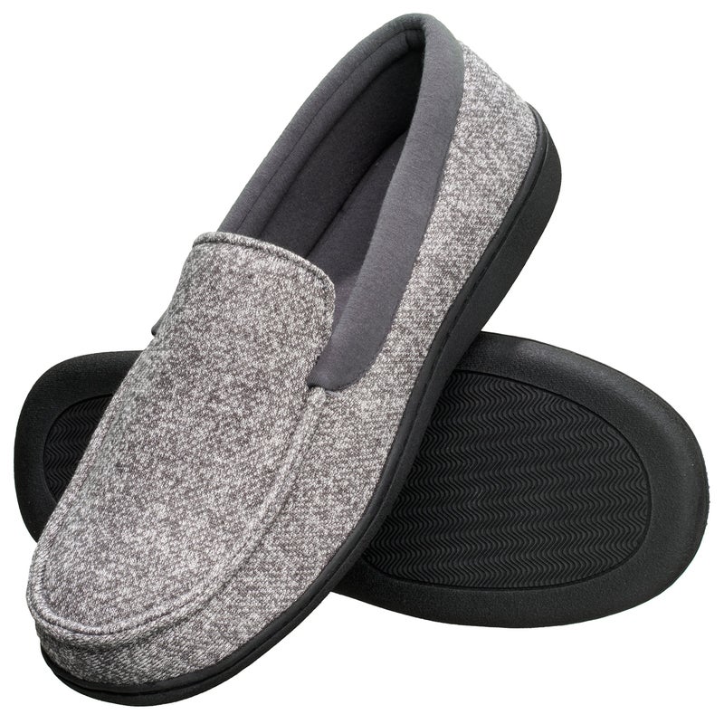 Hanes Mens Slippers House Shoes Moccasin Comfort Memory Foam Indoor Outdoor Fresh IQ,Grey,Small - Image 1